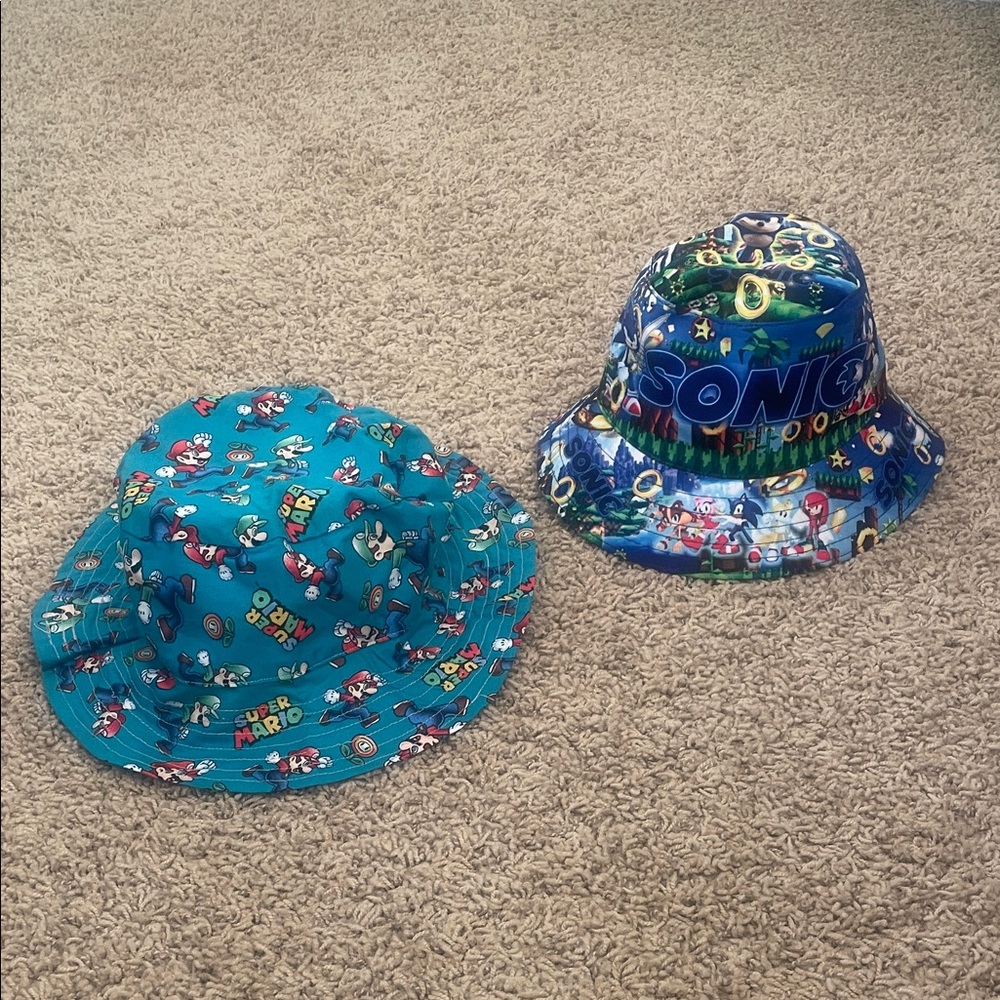 Sonic and Mario Kids Bucket Hats - Blue